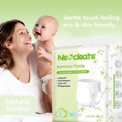 Disposable biodegradable bamboo pull up baby diaper pants